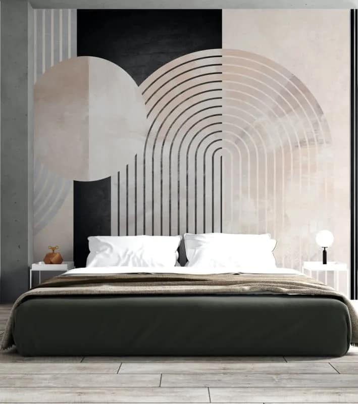 Bej Gri Gökkuşağı Geometrik Duvar Kağıdı