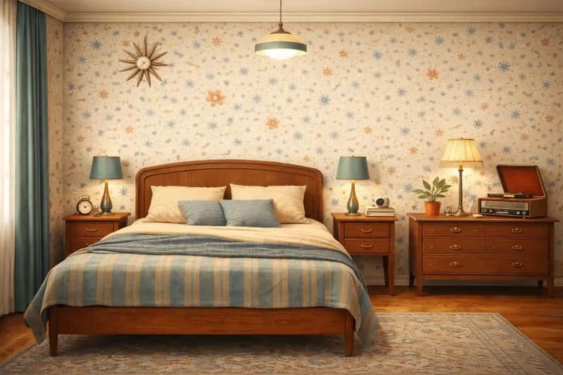 Krem Vintage Küçük Çiçekli Duvar Kağıdı